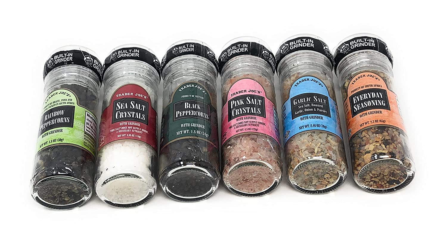 Set Of Six Gourmet Salt Pepper Garlic Seasoning & Spice With BuiltIn