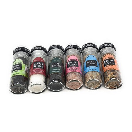 Set Of Six Gourmet Salt Pepper Garlic Seasoning & Spice With Built-In Grinder Trader Joes