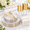 clear gold-175 pcs (25 guests), variant on 700glitter Plastic Dinnerware Set Hammered Clear Plates Fancy Include 100 Dinner Platos 100 Salad 100 Cups 100 Pack Pre Rolledwar
