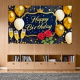 thumbnail image 7 of Navy Blue and Gold Happy Birthday Banner with Crown Stars Balloons Roses and Champagne Glasses Background for Birthday Party Decorations Photography Props Celebrations Event Backdrop Party Supplies, 7 of 7