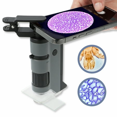 UPC: 0750668013040 | Carson MicroFlip 100x-250x LED Lighted Pocket Microscope with Flip Down Slide Base  Smartphone Adapter Clip  and UV Flash