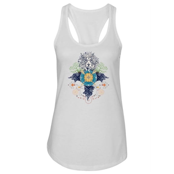 Compass, Lion And Flowers Tank Women -Image by Shutterstock, Female Medium