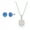 White Opal, variant on 925 Sterling Silver Rhodium Plated 9mm Round Pronged White/Blue Created Opal with and Cubic Zirconia Pendant Necklace Including a 6mm Round Blue Created Opal Stud Earrings Jewelry Set