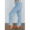 thumbnail image 2 of Women's High Rise Straight Leg Jeans, Distressed, Acid Wash, Light Wash, No Stretch, 2 of 6