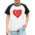 thumbnail image 2 of Xdegoge Soft Cotton Kids Raglan T-Shirt for Valentine's Day – Unisex Short Sleeve Tee Heart Pattern Toddler Girl Graphic Tees, 2 of 8