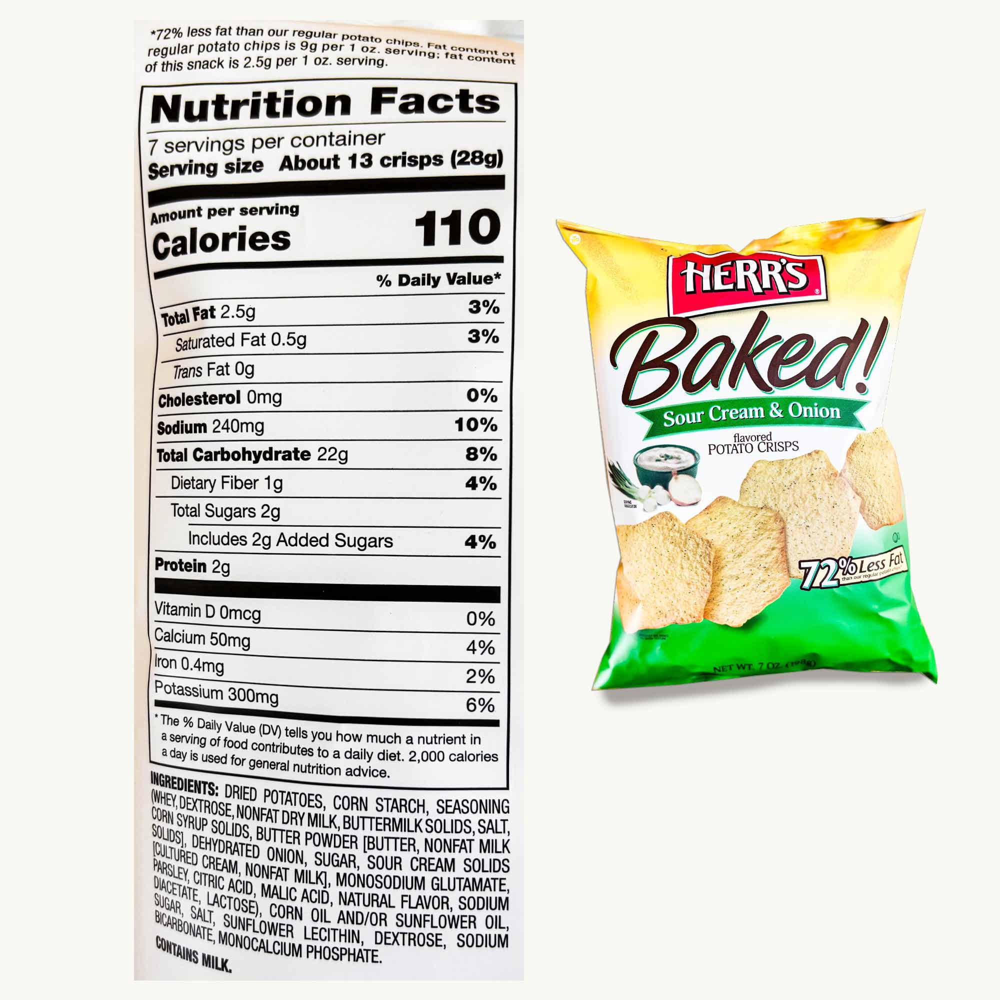 Herr's Baked Potato Crisps (3, 7oz bags) - Original - Sour Cream Onion - Cheddar Sour Cream - Salted Caramel Bites Mini Rice Cakes (4oz) - 4 Items
