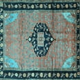thumbnail image 1 of Ahgly Company Indoor Square Medallion Light Blue Traditional Area Rugs, 6' Square, 1 of 4