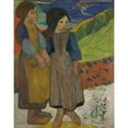 thumbnail image 2 of Paul Gauguin 12x14 Black Ornate Wood Framed Double Matted Museum Art Print Titled: Two Breton Girls by the Sea, 2 of 5