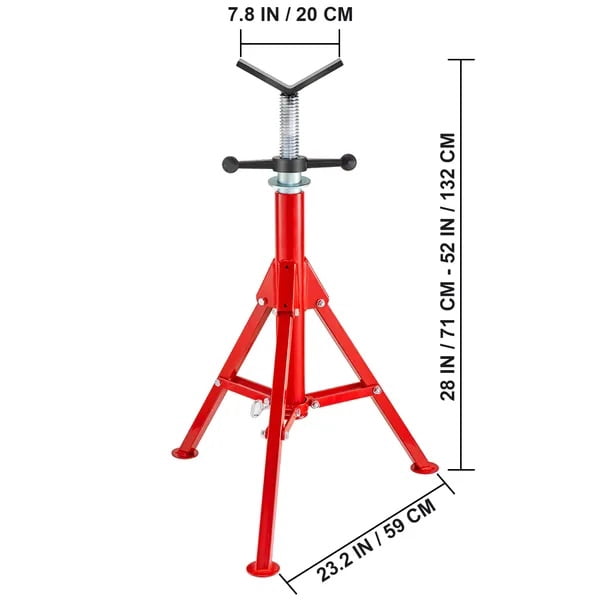 V Head Pipe Stand Adjustable Height, Pipe Jack Stands 2500 LB. Capacity, Folding Portable Pipe Stands 1/2 to 12 Inch Pipe Supporting, Steel Jack Stands