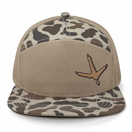 Trenz Shirt Company Men s Camo 7-Panel Trucker Hat - Turkey Foot Print Design Camouflage Snapback Cap Old s Cool Slough/Balsa