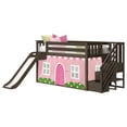 thumbnail image 3 of Low Loft With Stairs, Easy Slide & Light Pink & White Farmhouse Curtain, Clay, 3 of 10