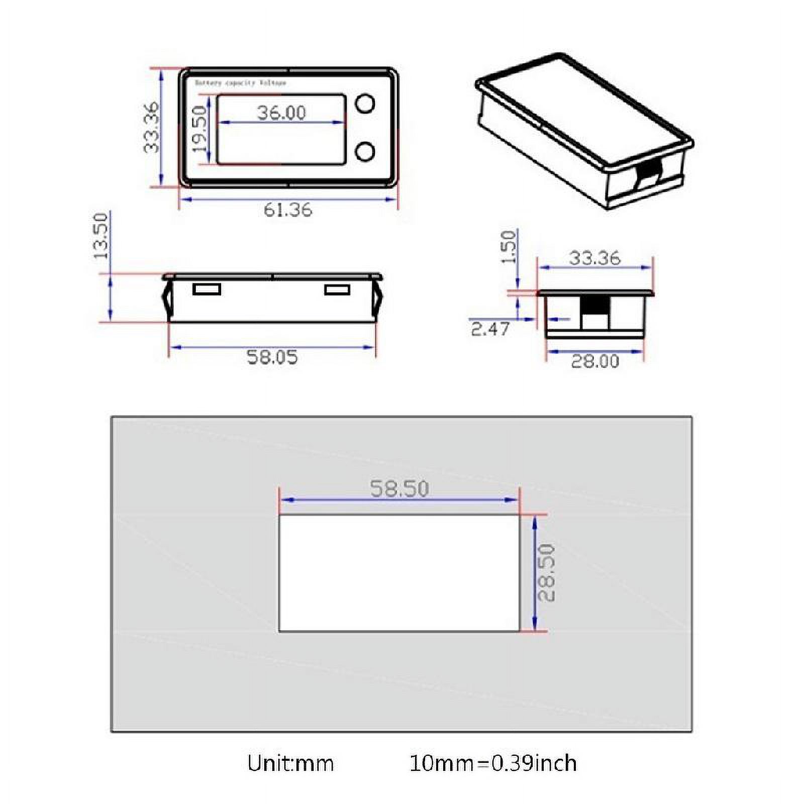 Necvior Battery Capacity for 12V 24V 48V 72V Acid Lithium LiFePO4 Car Motorcycle Voltmeter Panel