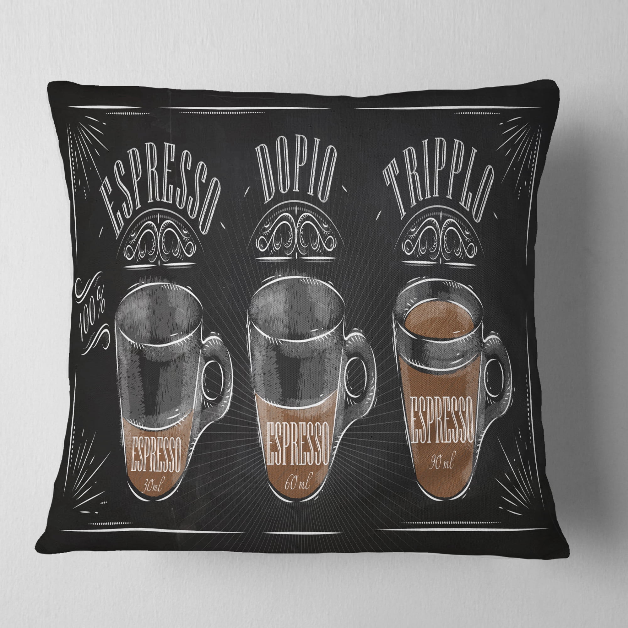 Designart Espresso Kraf Black - Throw Pillow - 18x18