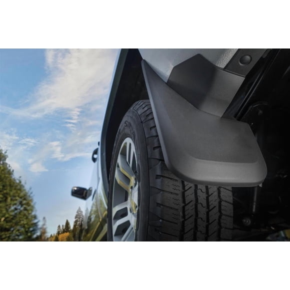 Husky Liner Mud Flap 58286 Custom Mud Guards; Direct-Fit; Set of 4; Contoured; Without Logo; Black; Thermoplastic; Screw On