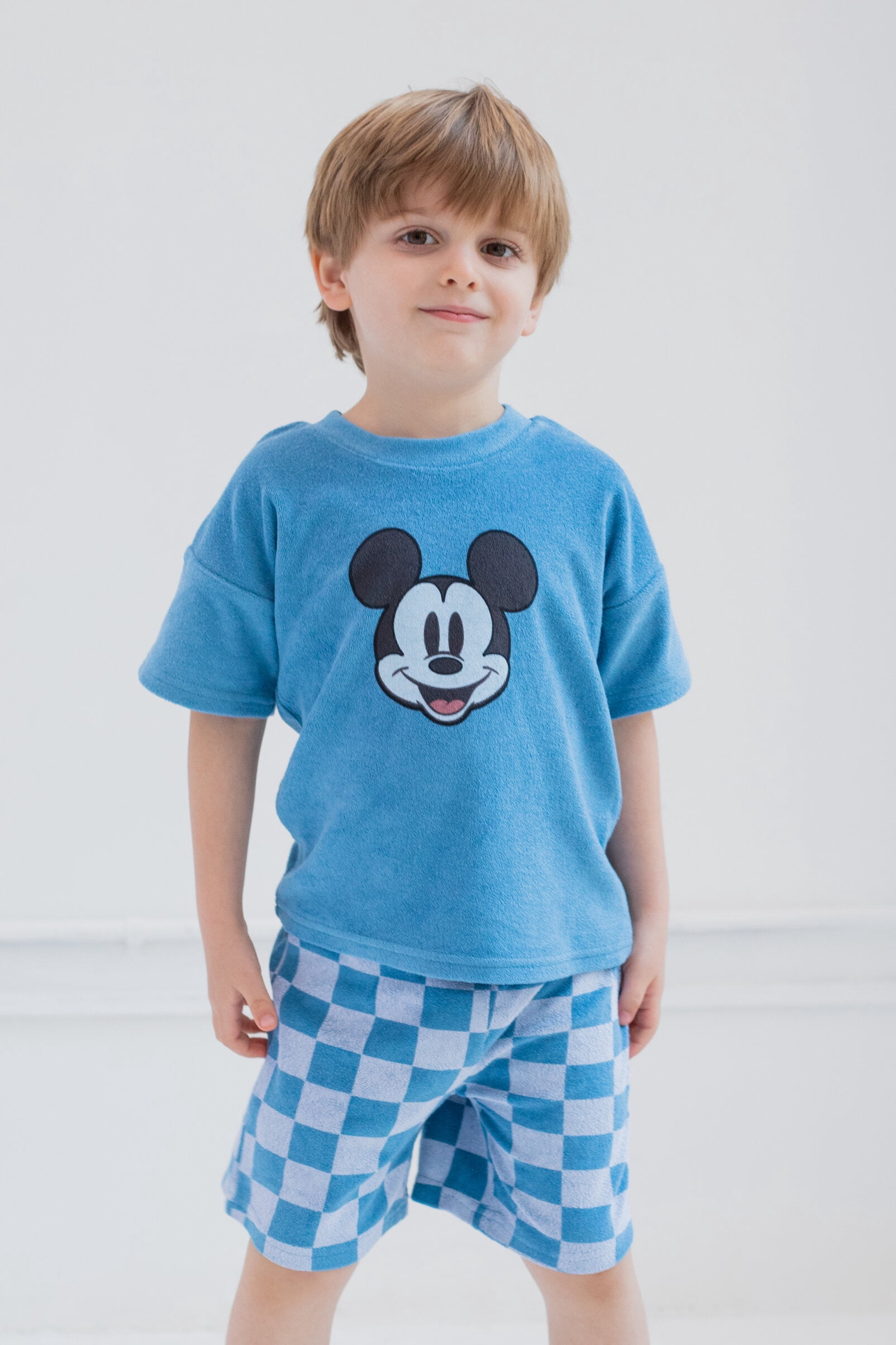 Disney Mickey Mouse Toddler Boys' Loop Terry 2-Piece T-Shirt and Shorts Set Mickey Mouse Blue