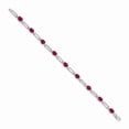thumbnail image 2 of Real 14kt White Gold Diamond and Ruby Chain Bracelet; 7.25 inch; Lobster Clasp; for Adults and Teens; for Women and Men, 2 of 2