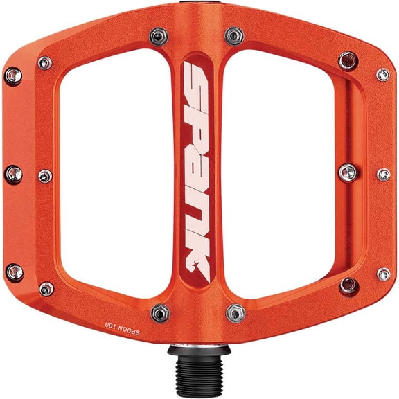 Spank Spoon 90 Platform Pedals 9/16" Concave Alloy Body Replaceable Pins Orange