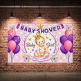 thumbnail image 5 of Pink Themed Baby Girl Baby Shower Background Banner with Crown Balloons Butterflies Decorations Party Supplies Photography Props Backdrop for Celebration Events Decor Decorations, 5 of 7