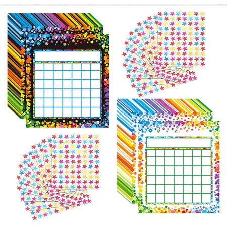 Happon 50 Sheet Incentive Chart with 960 Reward Star Stickers Sticker Chart Incentive Chart Sticker Chart for Kids Students Classroom Behavior