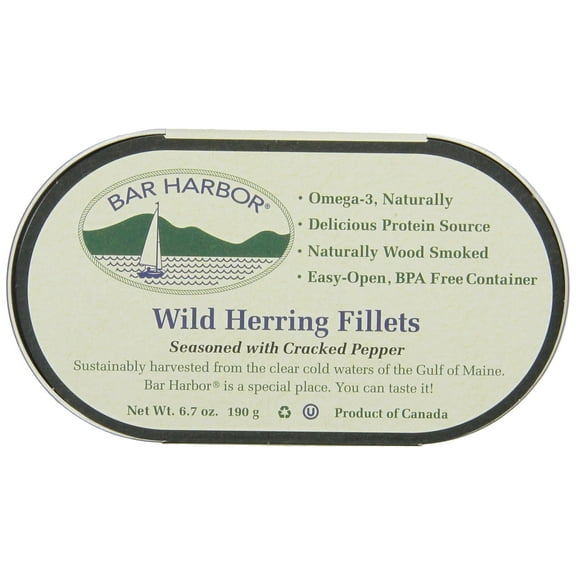 Bar Harbor Wild Herring Fillets, Cracked Pepper, 6.7 Ounce (Pack of 12)
