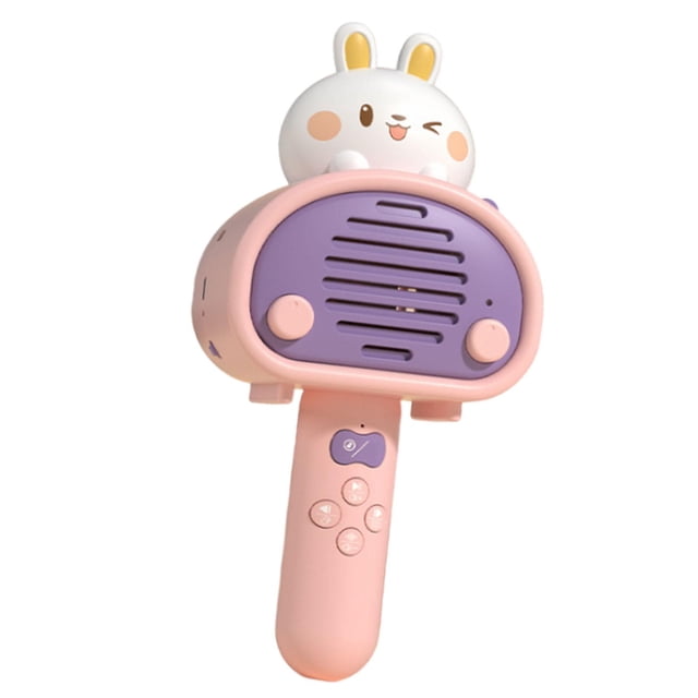 Lindo altavoz con micrófono para niños, máquina de cantar portátil, generador de ruido de mano para niños de 2 a 3 años Rosa