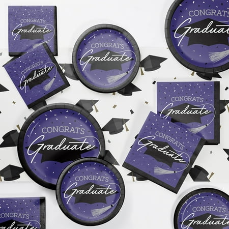 Creative Converting Purple Graduation Tableware Kit, Serves 18