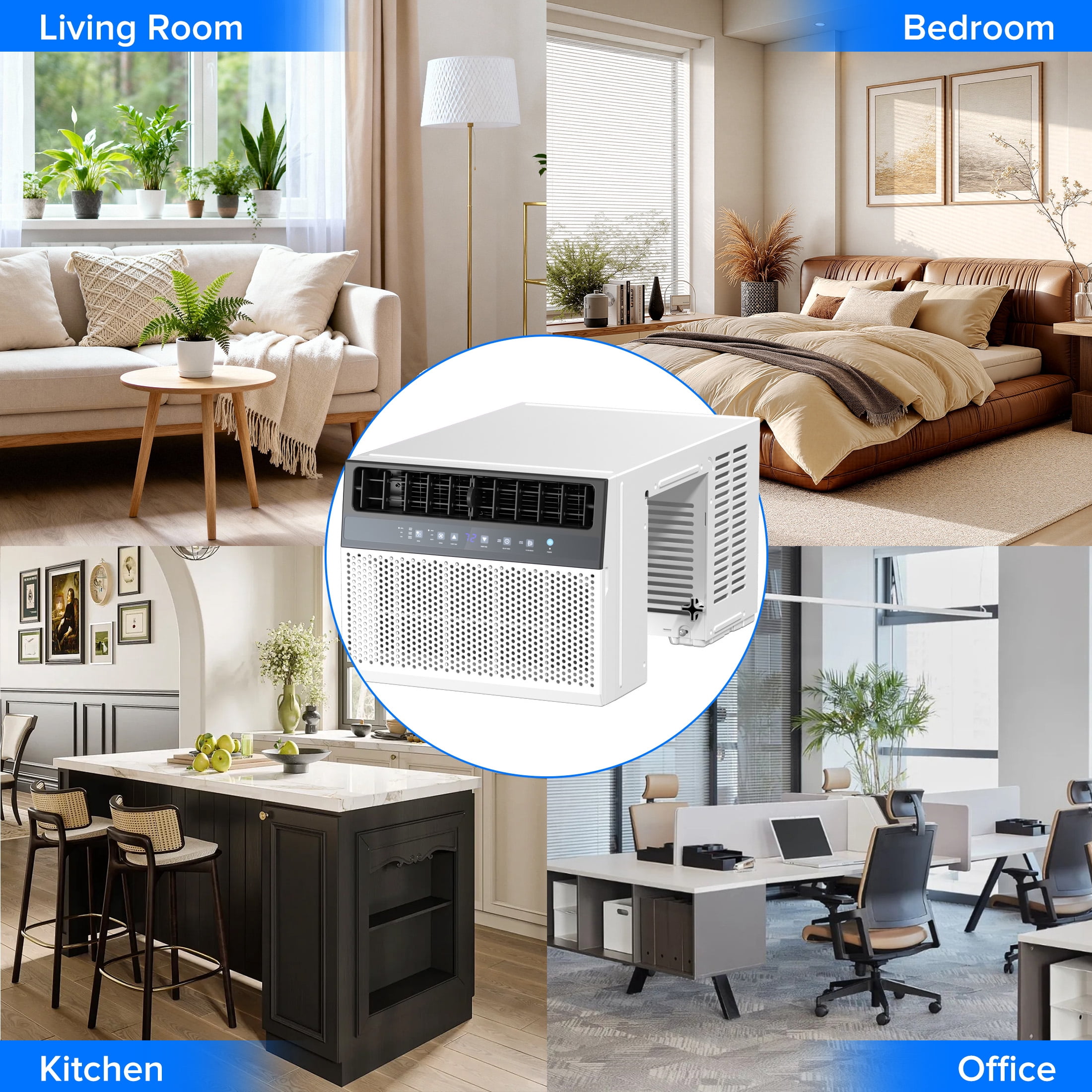 KISSAIR 10,000 BTU 450 Sq.ft Window Air Conditioner, 115V U-Shape Window Air Conditioner with 6 Cooling & 3 Fan Modes, White & Black
