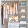 thumbnail image 4 of Yayeee Collapsible Cube Storage Bin with Lid Fabric Closet Decorative Basket with Handles, Beige Rainbow, 4 of 7