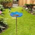 thumbnail image 6 of QccHieUs Bird Baths Bath Bowl with Garden Stake Gifts Iron Flower Shape Weatherproof Bird Blue, 6 of 9