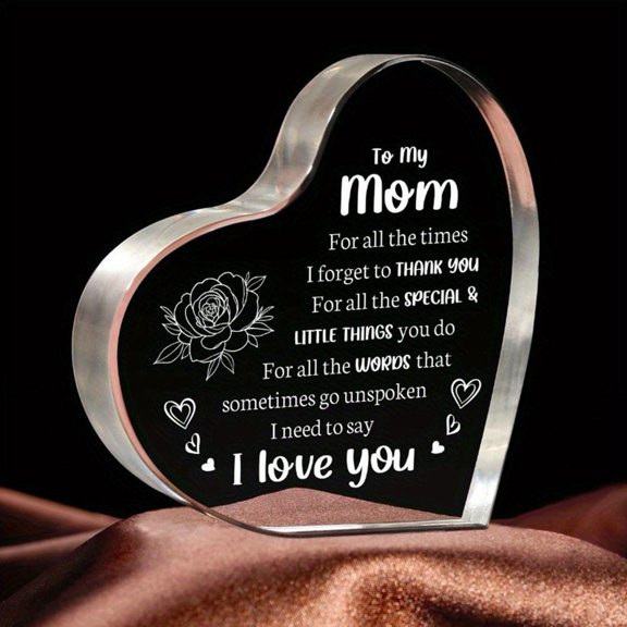 Pekkaxy Gifts for Mom, Acrylic Heart Mothers Plaque, Heart Butterfly-Shaped Acrylic Keepsake, Mothers Day Thanksgiving Christmas Birthday Valentines Day Gifts for Mom (C)