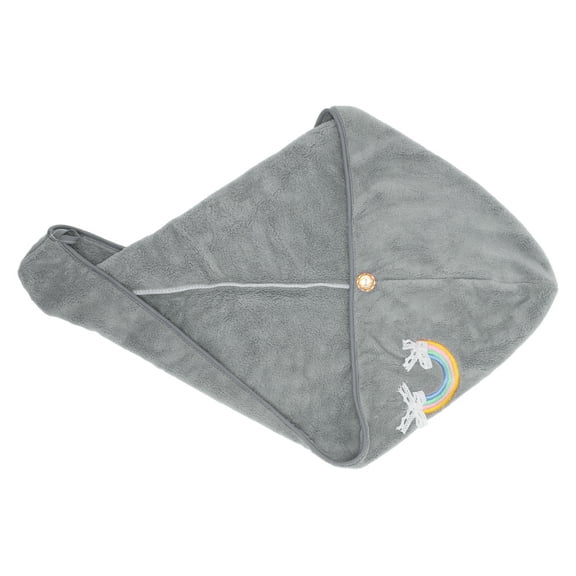 1 Pc Women Soft Rainbow Pattern Hair Towel for Bathroom Vacation Travel Gray Coral Velvet