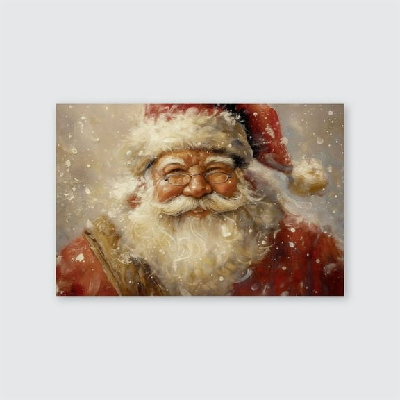 Santa Claus Portrait Posters Vintage Cozy Christmas Wall Art Antique Oil Painting Rustic Winter Holiday Decor Size 24''x36''-Gategoo