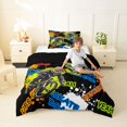 thumbnail image 4 of Manfei Sporty Motorbike Twin Comforter Sets,Colorful Letter Print Bedding Set,Black Reversible,2pcs,1 Comforter and 1 Pillowcase, 4 of 7