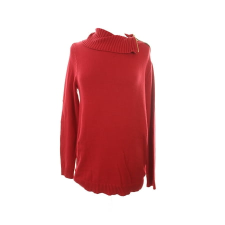 CharterClub - Charter Club Red Ribbed-Knit Zippered Foldover-Collar ...