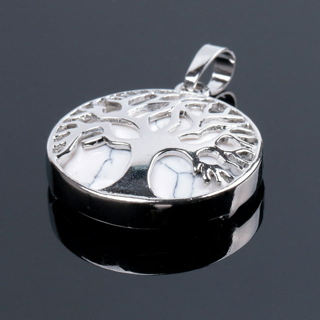Natural Round Gem Stone Kabbalah Tree of Life Necklaces Pendants