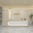 thumbnail image 1 of Front Reception Desk Study Shop Counter Salon Service Desk Rostrum Modern Executive Scrivania Bianca Legno Wood Furniture My Lux Decor Round, 1 of 7