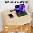 thumbnail image 5 of Wirrytor Nightstand with Charging Station for Bedroom with 1 Drawer and Shelf, Wood Wide Bedside Table with Storage for Home Office, End Table for Living Room,Oak, 5 of 9