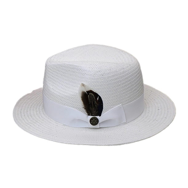Bowknot Straw Hat for Male Female Fashion Bonnet Hat Handwoven Panama Hat with Belt Beach Vacation Picnics Sun Hat