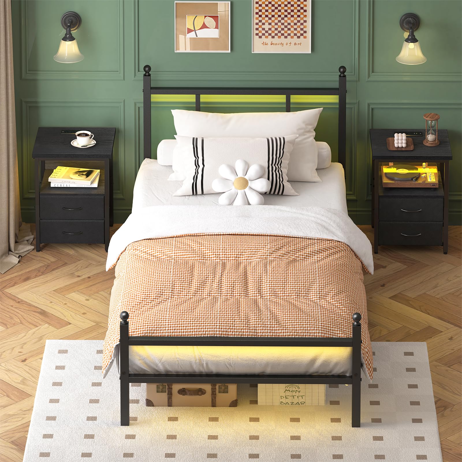 Fairy Twin Metal Bed Frame with LED Lights and Charging photo 8