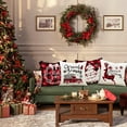 thumbnail image 5 of Christmas Throw Pillow Covers 18x18 Set of 4, Decorative Holiday Farmhouse Merry Xmas 18 x 18 Buffalo Check Plaid Cushion Pillow Cases for Outdoor Indoor Home House Room Couch Decor (Red), 5 of 6
