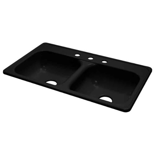 Lyons Industries DKS22Q-TB Black 33 in. x 19 in. Manufactured-Mobile Home Acrylic 6 in. Deep Kitchen Sink, Three Hole