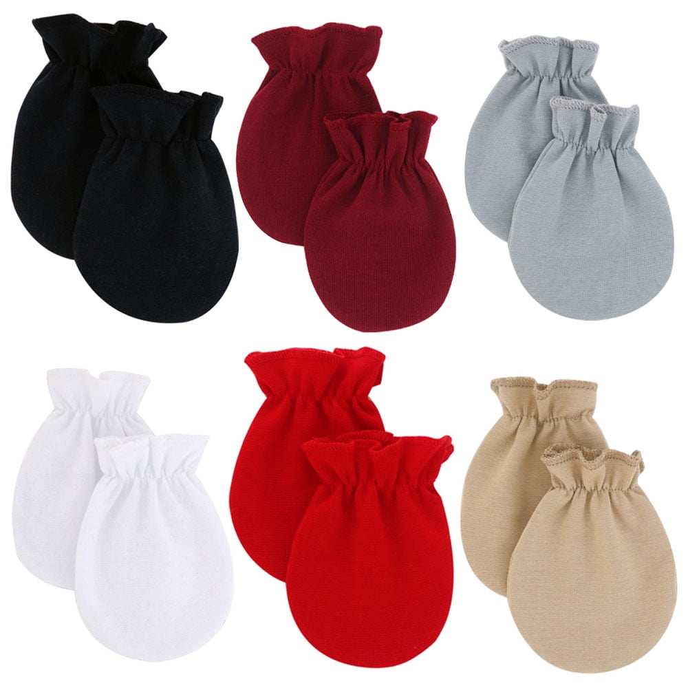 6 pairs Newborn cotton baby Gloves Scratch free Gloves Neutral style