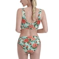 thumbnail image 3 of Vsdgher Womens High Waisted Bikini Sets Two Piece Swimsuit Rose Flowers Print Tummy Control Bathing Suit-X-Large, 3 of 8