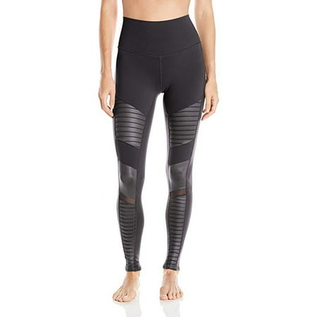 Alo Yoga Women's High Waisted Moto Legging, Black Glossy, M