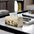 thumbnail image 2 of ZUXONGSY Sunflower Cow Tissue Box Cover Leopard Print PU Leather Tissue Box Cover with Buckle Rectangular Tissue Box Cover Customized Printed Tissue Cover for Table, Dresser, Countertop, 2 of 7