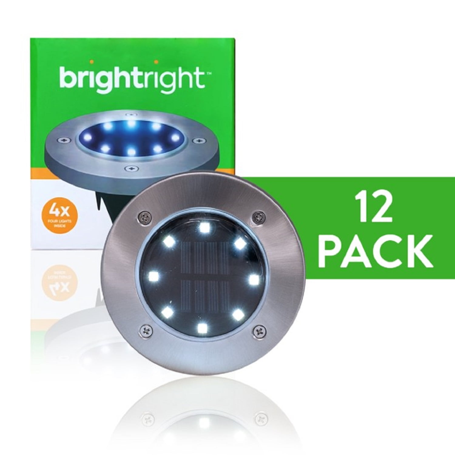 BRIGHTRIGHT Outdoor Solar Disk Lights 8 LEDs Waterproof Landscape