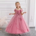 thumbnail image 4 of KAWELL Fancy Girls Dress Tulle Lace Wedding Bridesmaid Ball Gown Floor Length Dresses, 4 of 7