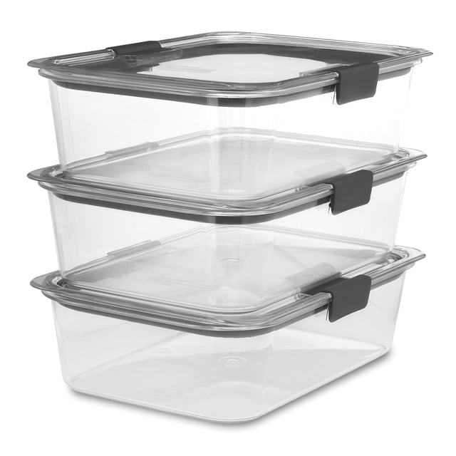 Recipiente de almacenamiento de alimentos Rubbermaid Brilliance de 9.6 tazas, paquete de 3
