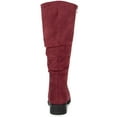 thumbnail image 2 of BLISSFUL STEP Women's Slouch Knee High Boots Round Toe Low Block Heel Faux Suede Boots Burgundy 11, 2 of 7