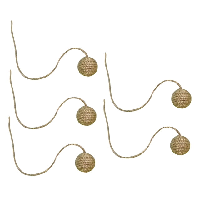 5 piezas de juguetes para gatos, bolas de Sisal, bolas de cuerda de cáñamo para gatos, juego automático, gatito persiguiendo y jugando, cuerda larga, 55 cm amarillo
